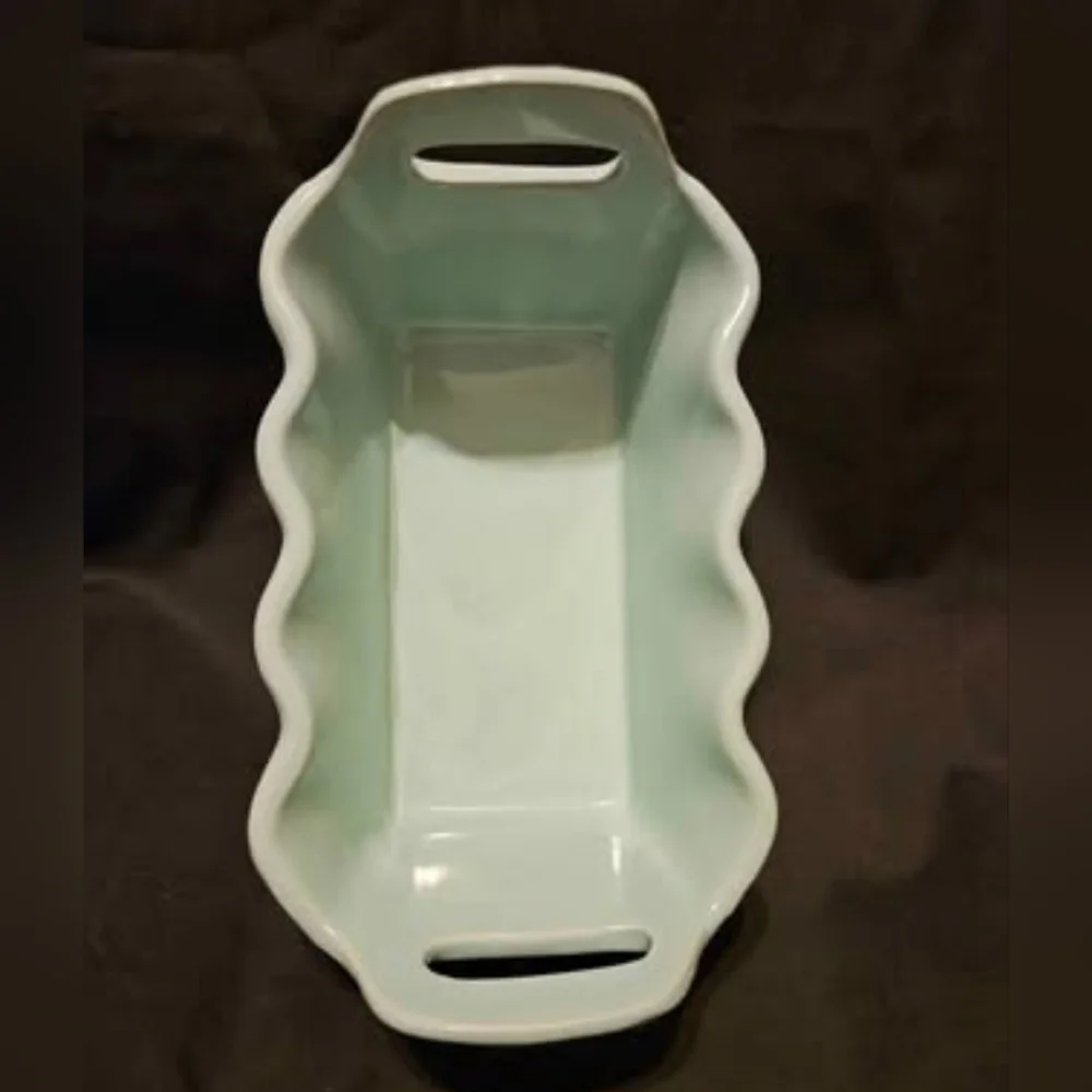 2 Temp-tations 12 oz Special Edition Ceramic Loaf Pans Mint & Grey